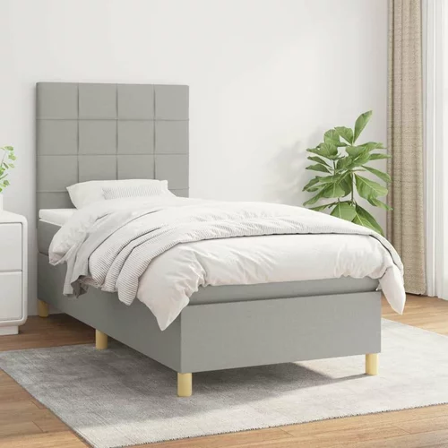  Box spring postelja z vzmetnico svetlo siva 80x200 cm blago, (20789677)