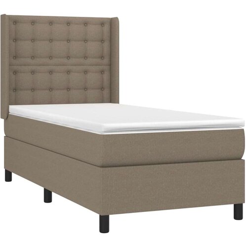  Krevet box spring s madracem LED smeđesivi 100x200 cm tkanina Slike