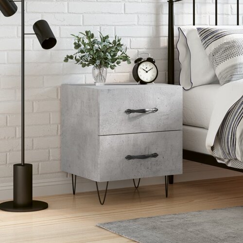 VidaXL Nočna omarica betonsko siva 40x35x47,5 cm inženirski les Slike