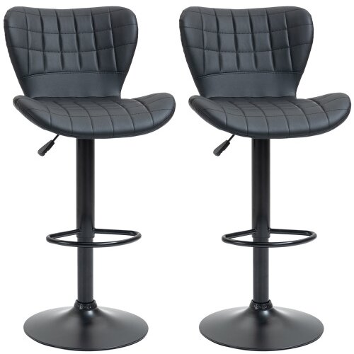 Nesta Barski stoli 2 kosa, retro dizajn, nastavljiva vi&scaron;ina, 360&deg; vrtljivi, črno usnje, 47x51,5x89-109 cm, za domačo pisarno, (5000493683) Cene