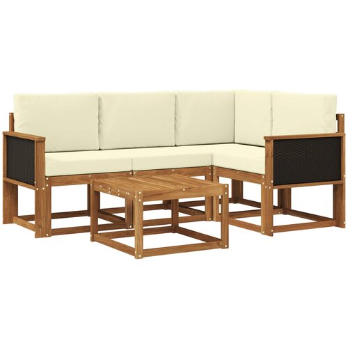  Set vanjskih sofa 5 kom. Prirodna i krem Poliester Smeđa 59 x 59 x 37 cm Slike