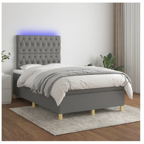  Box spring s madracem LED tamnosivi 120 x 200 cm tkanina Cene