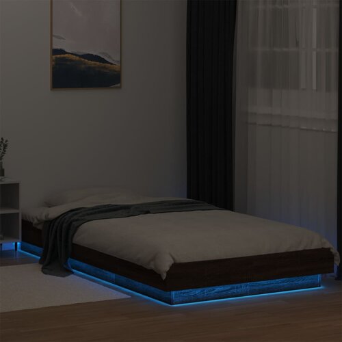  Okvir za krevet s LED svjetlima boja hrasta 100 x 200 cm drveni Slike