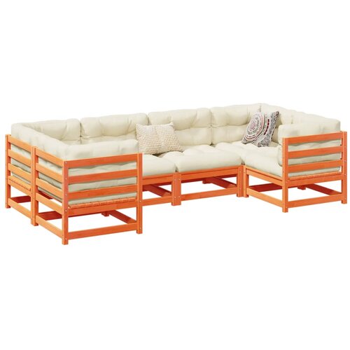 VidaXL 6-dijelni set vrtnih sofa vo&amp;scaron;tano smeđi od masivne borovine Slike