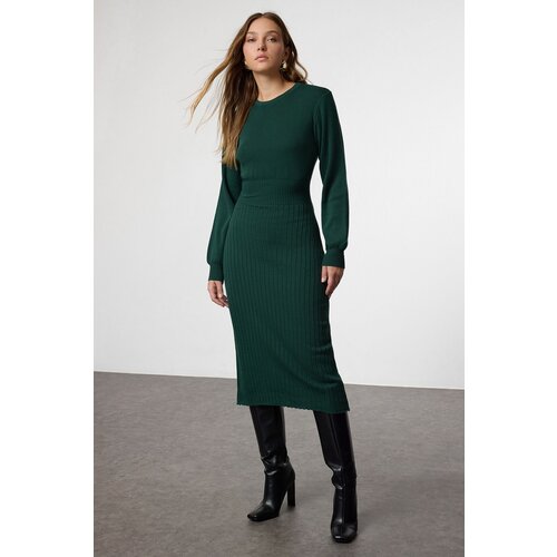 Trendyol Dark Midi Knit A-Line Form Fit Dress Slike