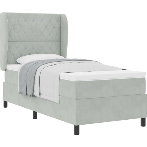 vidaXL Box Spring Postelja z Blazino Svetlo Siva 90x190 cm Žamet, (22051623) Cene