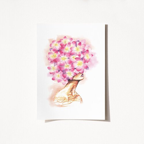 Wallity poster Dama sa roze cvetnom glavom-2097, 42x59,4 cm Cene