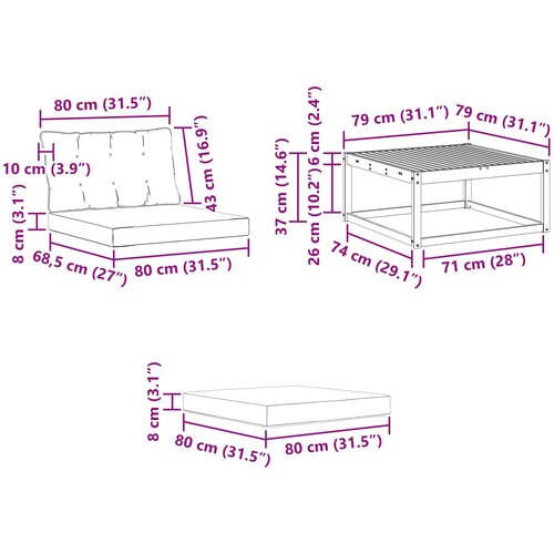  Set vanjskih sofa 4 kom. Bijela i svjetlosiva Slike