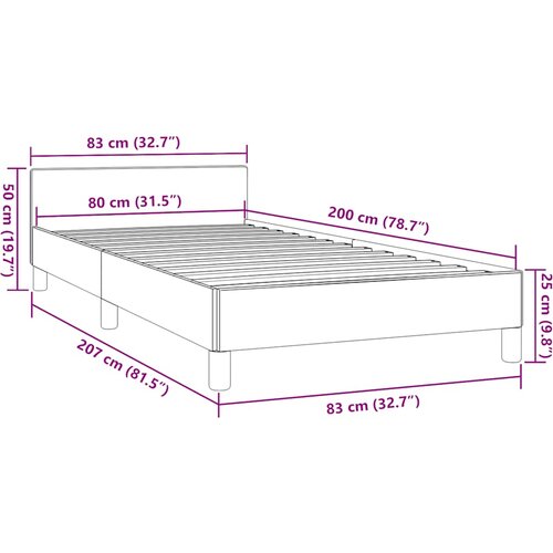  Okvir za krevet s uzglavljem bez madraca krem 80x200 cm Slike