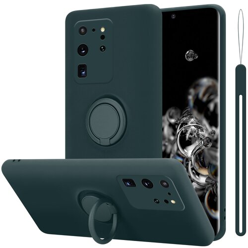 Cadorabo Ohi&amp;scaron;je, združljiv s Samsungom v tekoči zeleni barvi - za&amp;scaron;čitni pokrov iz fleksibilnega silikona TPU z obročem, (20588911) Slike