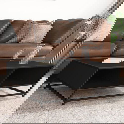 VidaXL Stolić za kavu crni 80x80x30 cm konstruirano drvo i metal Slike