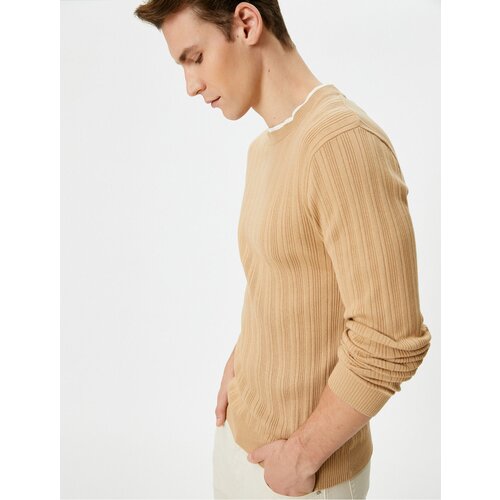 Koton Slim Fit Sweater Knitwear Textured Collar Detailed Long Sleeve Slike
