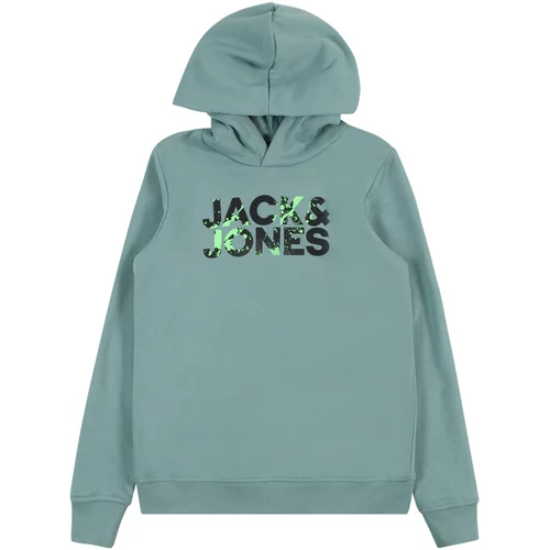 Jack & Jones Majica 'COMMERCIAL' cijansko modra / svetlo zelena / črna
