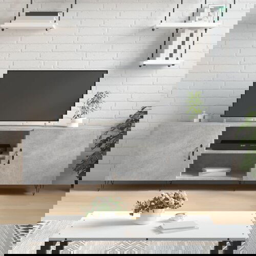 The Living Store TV omarica betonsko siva 150x30x50 cm inženirski les - TV Omarica, (21434397) Slike