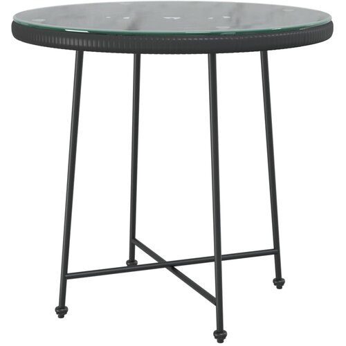 Maison Chic Jedilna miza - Kuhinjska miza - Jedilni stol črna Ø80 cm  kaljeno steklo in jeklo, (21714951) Cene