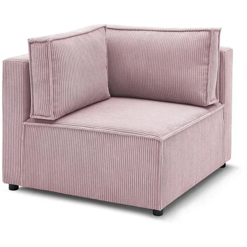 Bobochic Paris Svetlo rožnat modul za sedežno garnituro iz rebrastega žameta (s kotom po izbiri) –