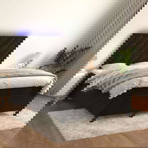  Box spring s madracem LED crni 120 x 200 cm baršun Cijene