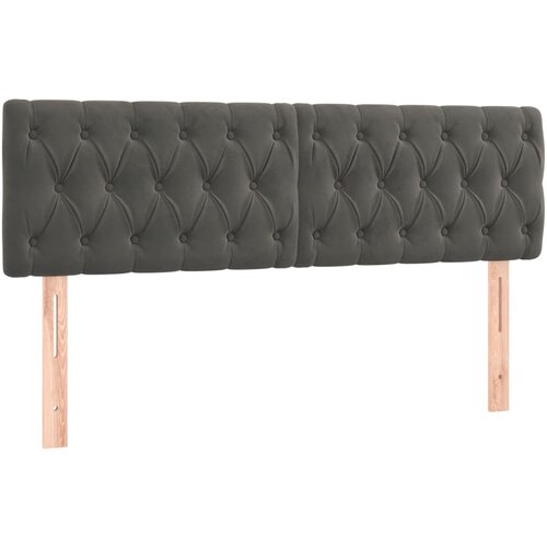 Maison Chic Posteljno vzglavje - Vzglavna omarica 2 kosa temno sivo 80x7x78/88 cm žamet, (22076988) Slike