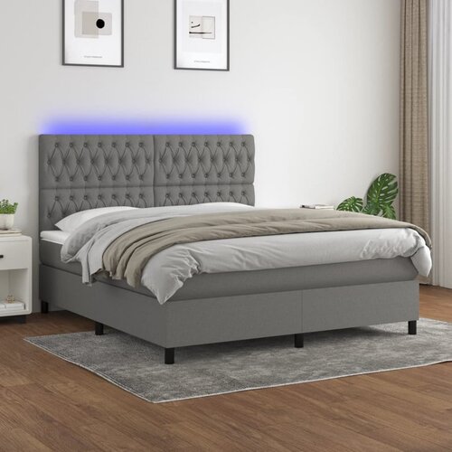  Krevet box spring s madracem LED tamnosivi 160x200 cm tkanina Slike