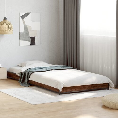 Furnova Posteljni okvir rjav hrast 90x200 cm inženirski les in kovina, (21935303) Slike