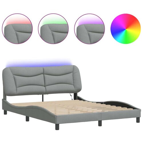  Okvir kreveta s LED svjetlima svjetlosivi 160x200 cm od tkanine Slike