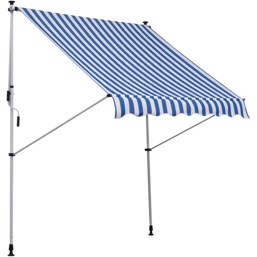 Outsunny Zunanje rolete z ročico, teleskopskim okvirjem in nastavljivim kotom, bele in modre barve, 200x150 cm, (20744478) Cene