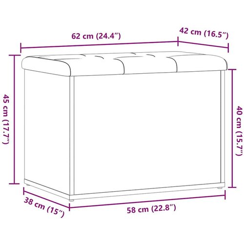 vidaXL Klupa za odlaganje Artisan hrast 62x42x45 cm izrađeno drvo Cijene