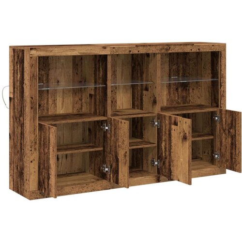  Sideboard s LED Svjetlima Staro Drvo 162x37x100 cm Slike