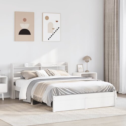 vidaXL Posteljni okvir z vzglavjem bel 120x190 cm trdna borovina Cene