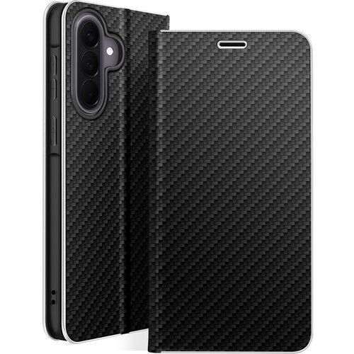 AVIZAR Folio etui za Galaxy A57 efekt ogljika s kovinskim okvirjem in žepkom za kartice, Črna, (5000274702) Cene