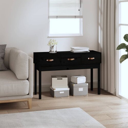 VidaXL Konzolni stol crni 114x40x75 cm od masivne borovine Slike