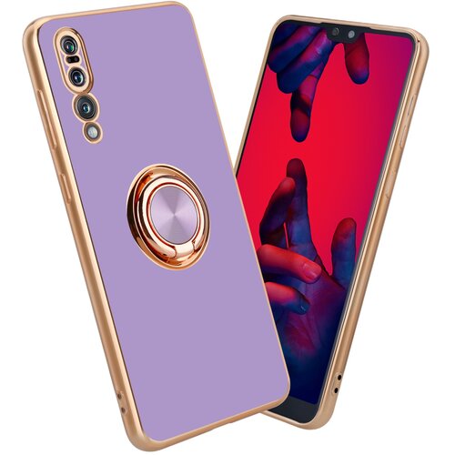Cadorabo Huawei v sijajnem svetlobnem vijoličnem - Zlato z obročem silikonski/TPU ovitek z za&scaron;čito pred kamero in držalo magnetnega avtomobila, (20593986) Cene