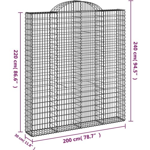  Lučne gabionske ko&amp;scaron;are 3 kom 200x30x220/240cm pocinčano željezo Slike
