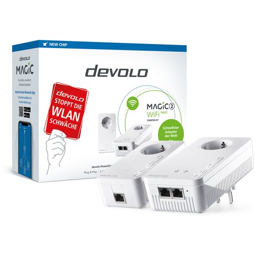DEVOLO Magic 2 WiFi next Starter Kit Powerline WLAN početni komplet 8614 DE, AT Powerline, WLAN 2400 MBit/s Slike