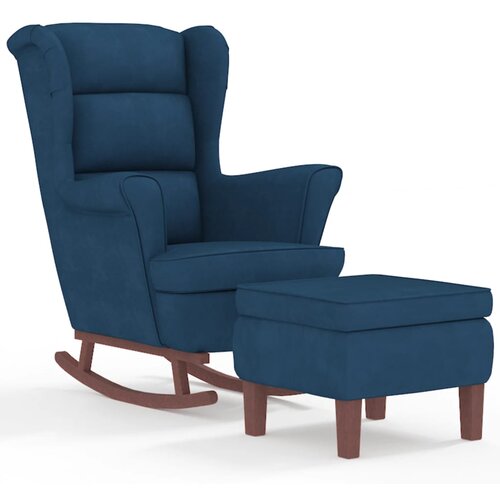 vidaXL Stolica za ljuljanje s drvenim nogama i stolcem plava baršun Cijene