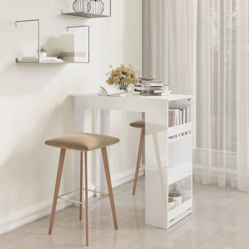  Barski stol sa stalkom za pohranu sjajni bijeli 102x50x103,5 cm