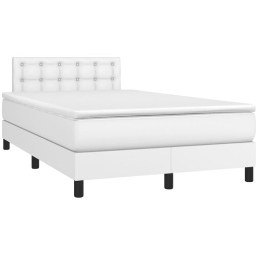 VidaXL Krevet box spring s madracem LED bijeli 120x190 cm umjetna koža Slike