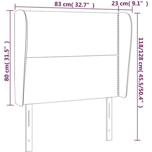  Uzglavlje s u&amp;scaron;ima tamnosivo 83 x 23 x 118/128 cm bar&amp;scaron;unasto Slike