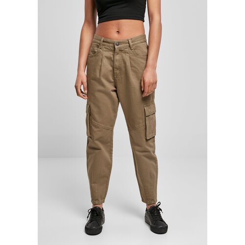 Urban Classics Women's Ballon Fit Cargo Twill Pants in Khaki Slike