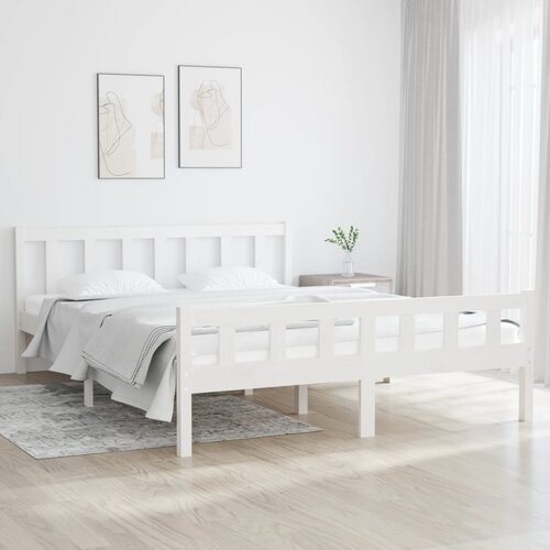 The Living Store Posteljni okvir bel iz trdnega lesa 150x200 cm - Posteljni Okvir, (21524675) Slike