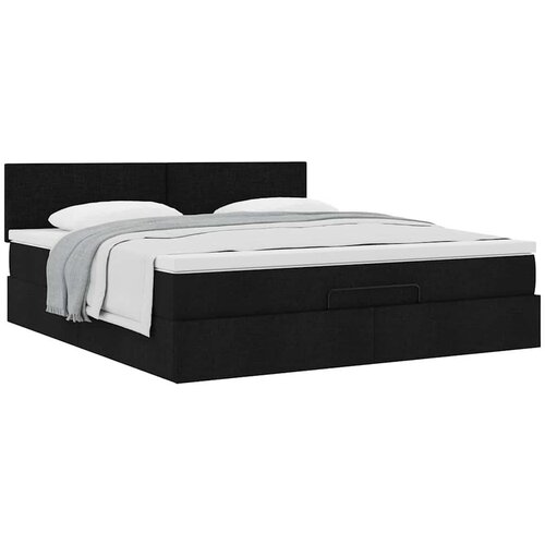 VidaXL Otomanski krevet s madracem crni 160x200cm od tkanine Slike