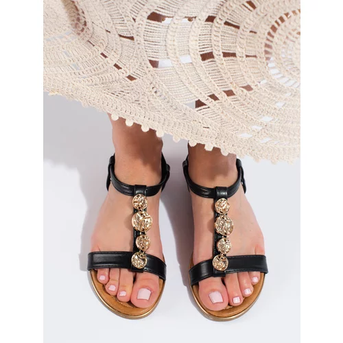 SHELOVET Women's flat sandals black