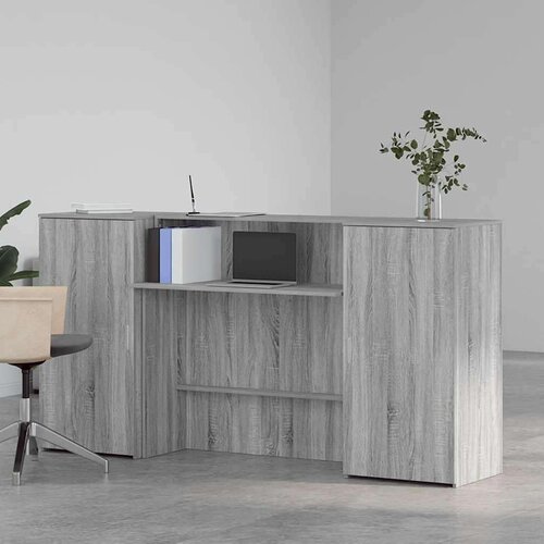  Sprejemna miza siva sonoma 200x50x103,5 cm inženirski les Slike