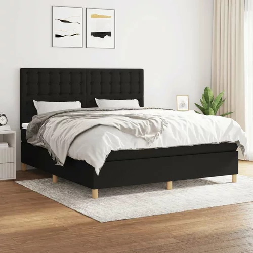  Box spring postelja z vzmetnico črna 160x200 cm blago, (20893975)