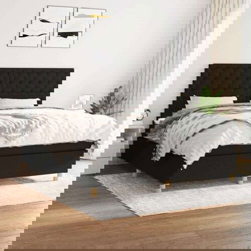  Krevet s oprugama i madracem crni 160x200 cm od tkanine Slike
