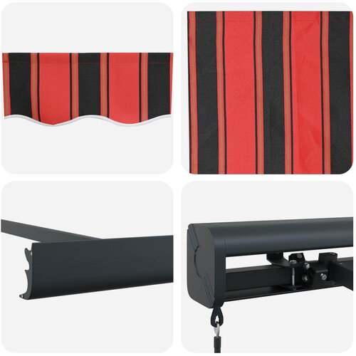 Povlačivi tende Crvena i Crna 350 x 250 cm Platno i Aluminij Slike