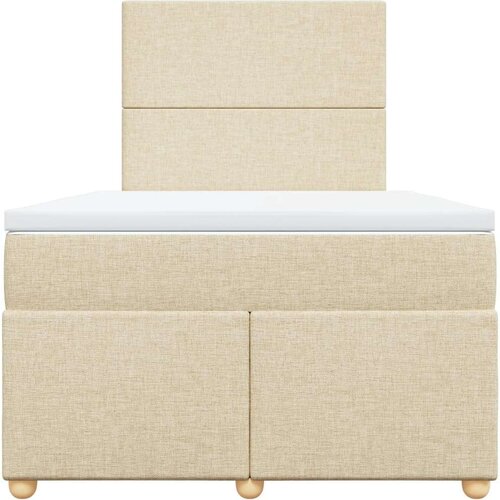 VidaXL Krevet s oprugama i madracem krem 120 x 200 cm od tkanine Slike