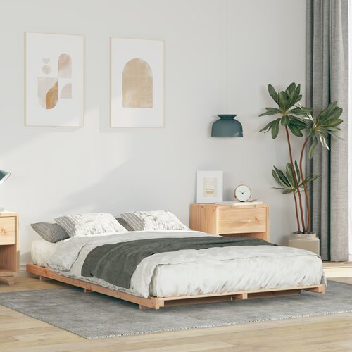 vidaXL Posteljni okvir Rjava 135 x 190 cm Trdna borovina Cene