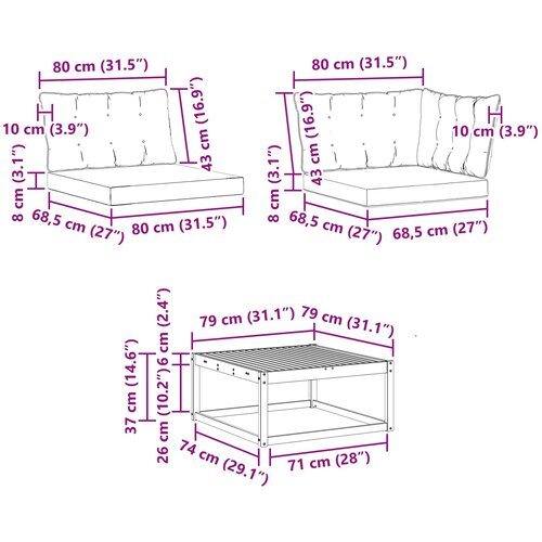  Set vanjskih sofa 8 pcs Bijela i krem 79 x 79 x 37 cm Slike