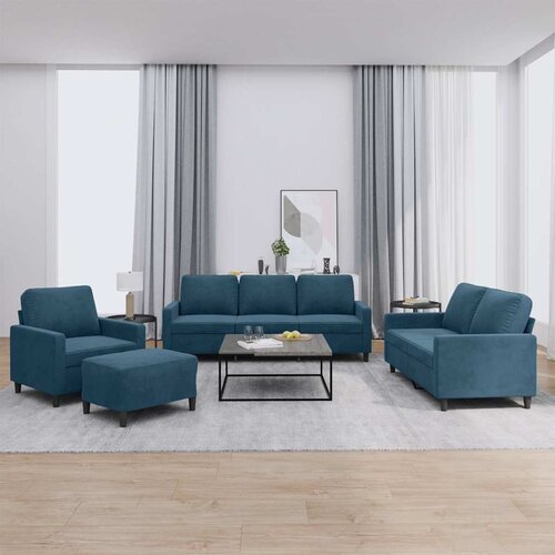  4-dijelni set sofa s jastucima plavi baršunasti Cene